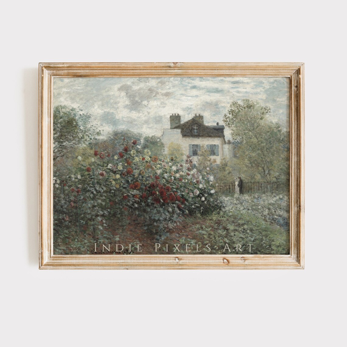 Impressionist Cottage Rose Garden Red Blooms Overcast Sky Art Wall Poster