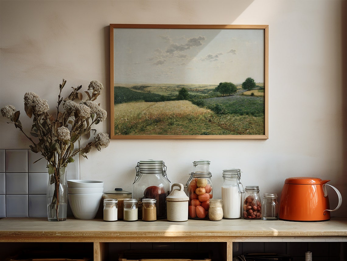 Golden Wheat Field Country Panorama Vintage Summer Landscape Print - Image 4