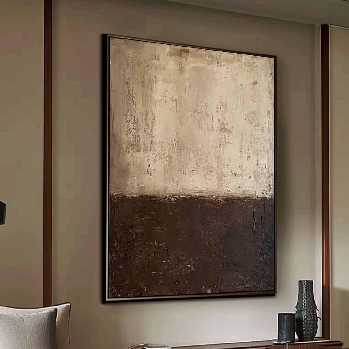 Dark Brown Wabi Sabi Abstract Minimalist Earth Tone Art Poster - Image 4