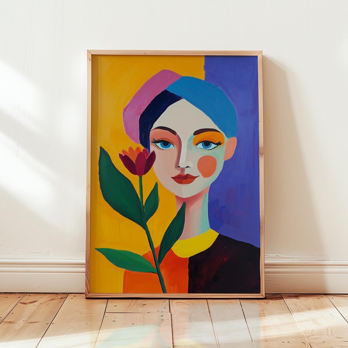 Matisse Inspired Woman Floral Portrait, Poster