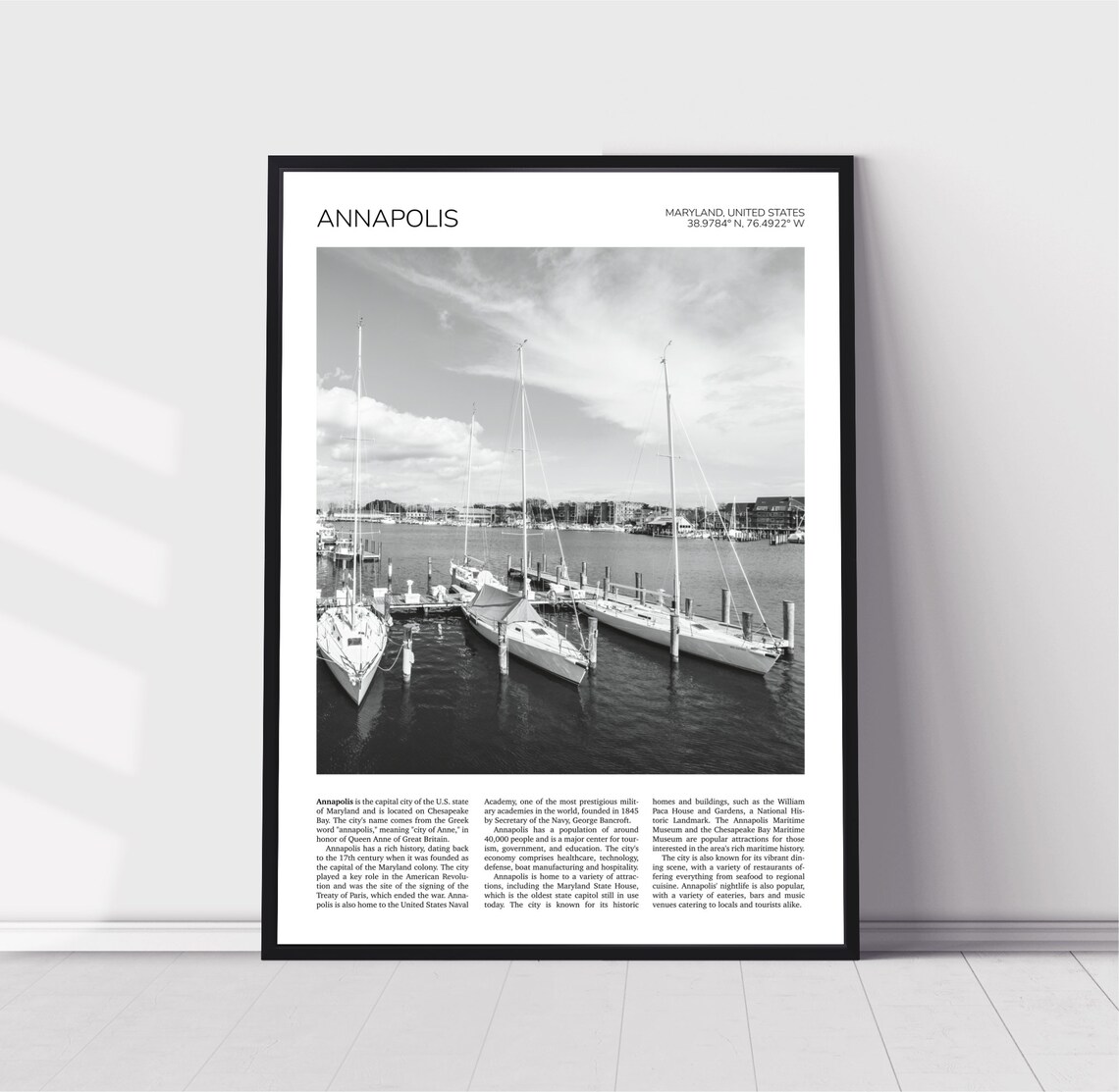 Annapolis Harbor Area Travel Poster, Maryland Cityscape