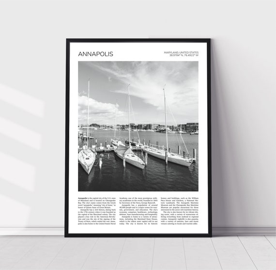 Annapolis Harbor Area Travel Poster, Maryland Cityscape