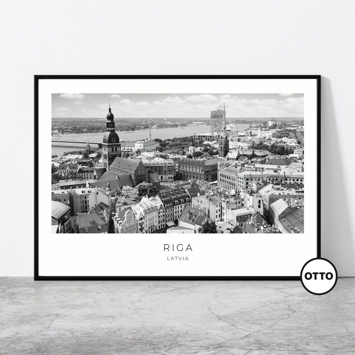 Riga Aerial City View Travel Poster, Latvia