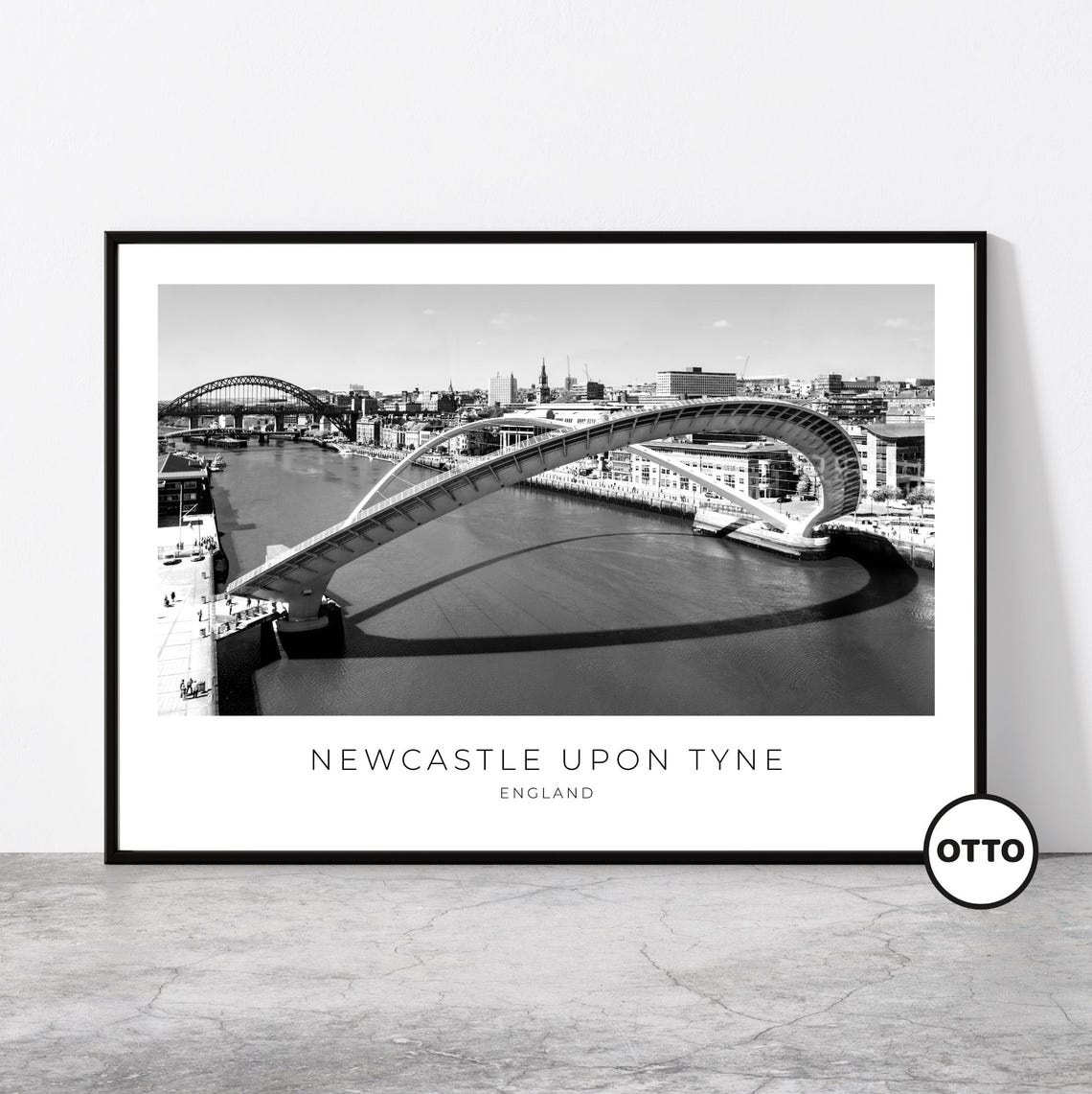 Newcastle Upon Tyne Wall Art Tyne Wear Home Decor Millennium Bridge England Artful Travel Gift United Kingdom Art Poster Print
