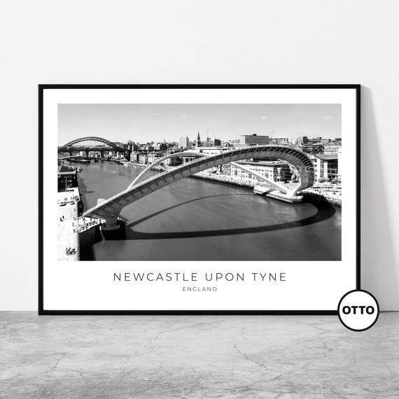 Newcastle Upon Tyne Wall Art Tyne Wear Home Decor Millennium Bridge England Artful Travel Gift United Kingdom Art Poster Print