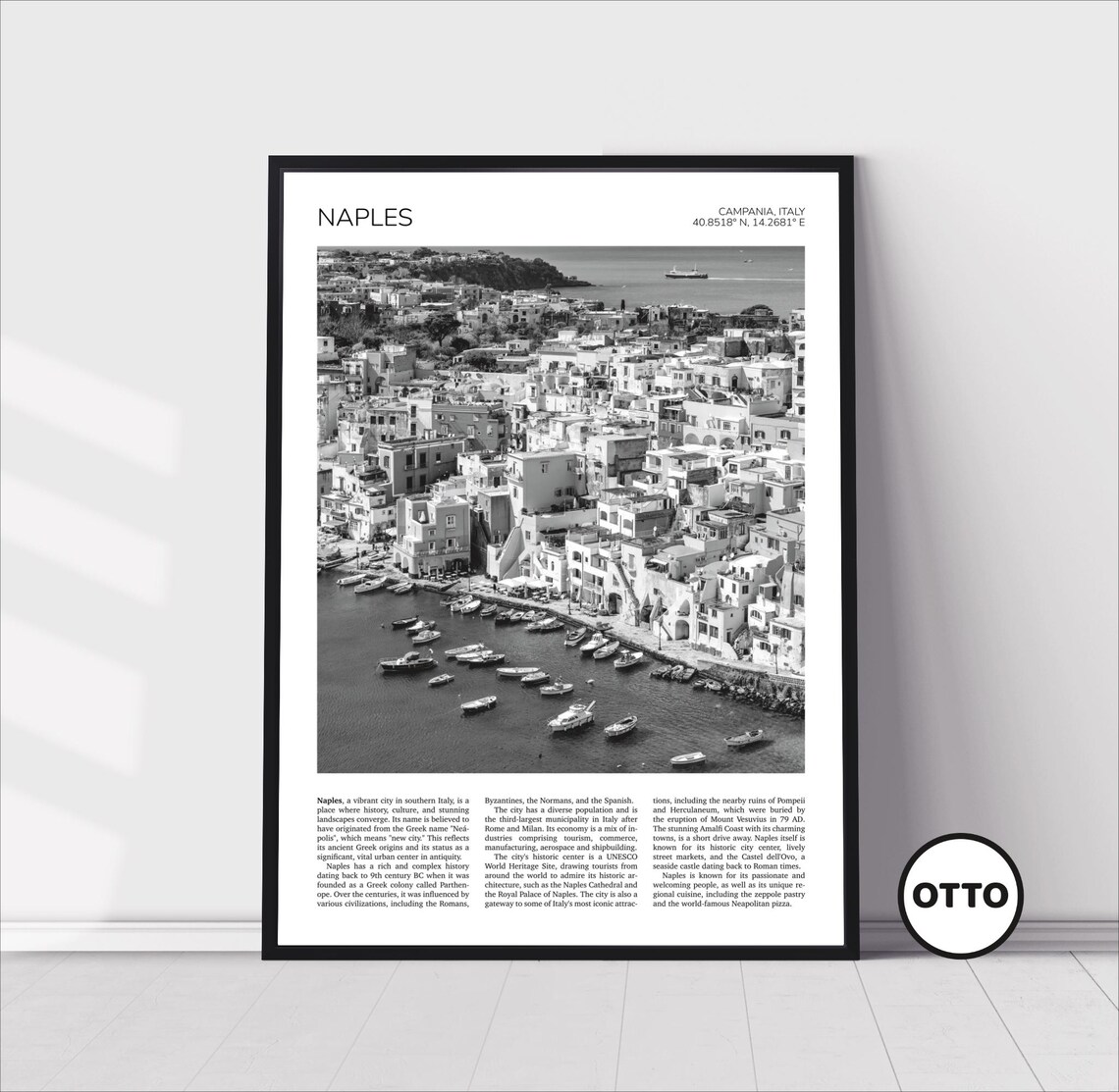 Naples and Procida Travel Poster, Italy Art Print