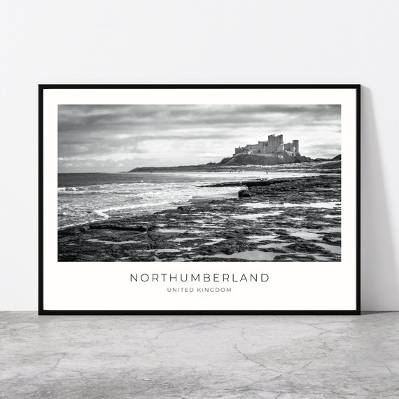 Northumberland Wall Art Northumberland Artful Travel Poster Print Photo Bamburgh Castle Landscape England United Kingdom