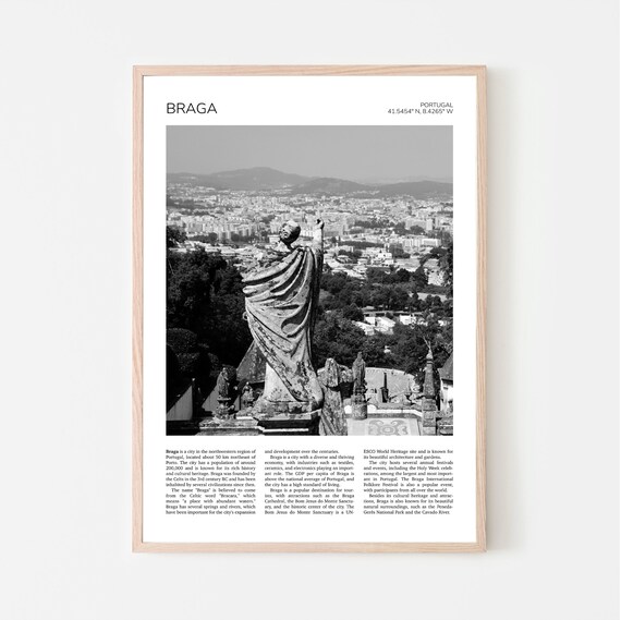 Braga Portugal Bom Jesus Sanctuary Statue Black And White Poster
