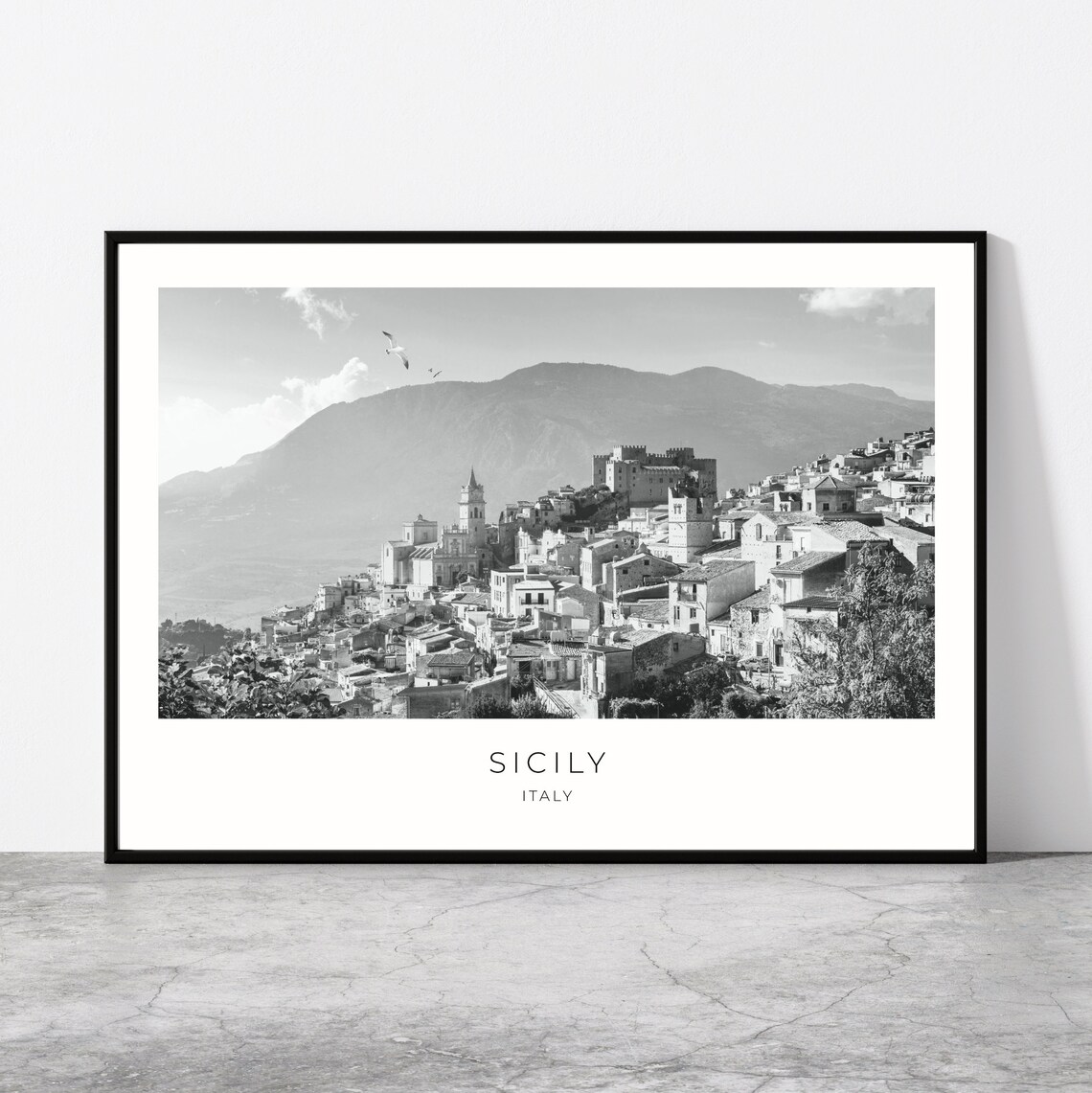 Sicily Caccamo Norman Castle Travel Poster, Italy