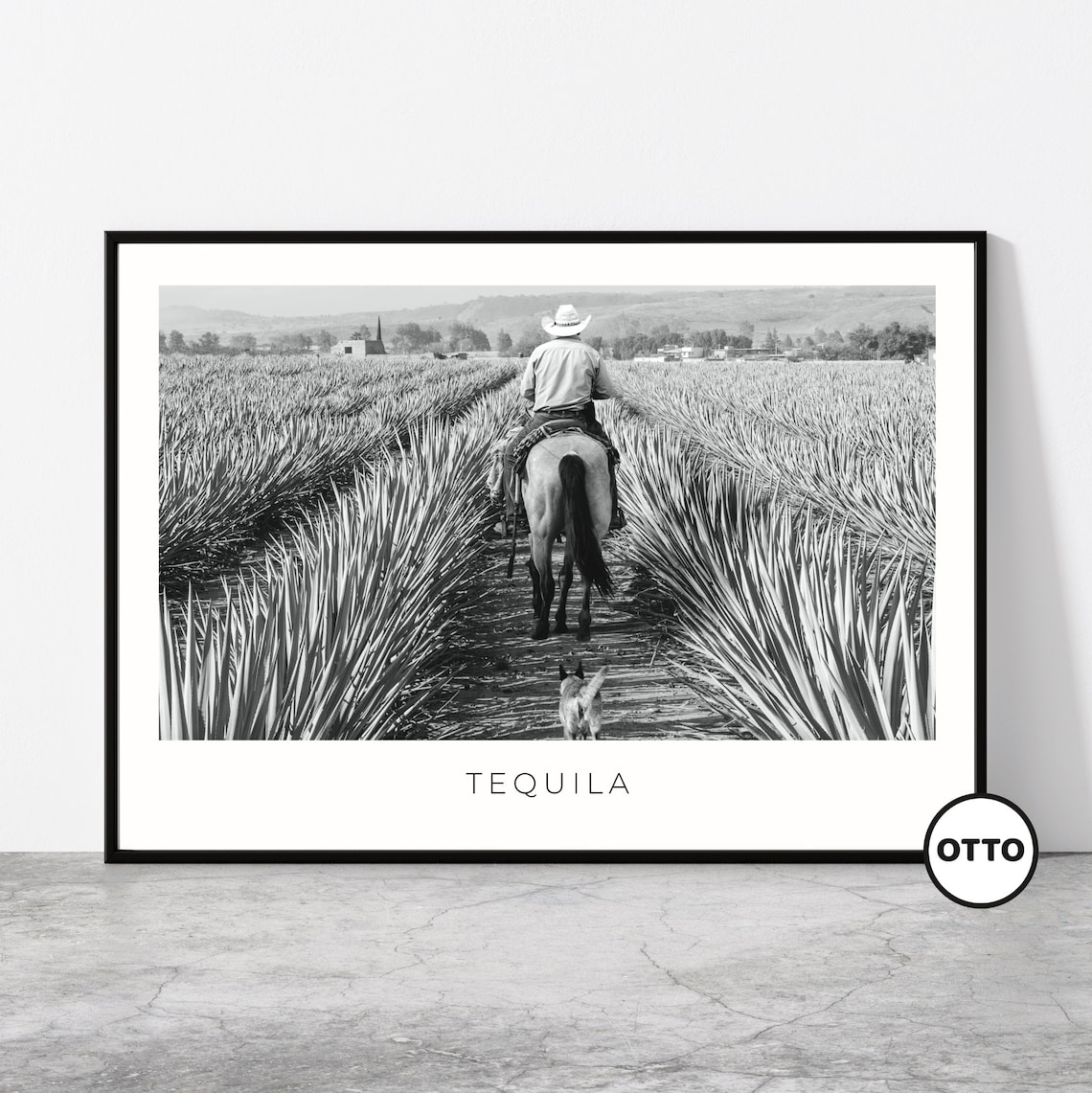 Tequila Jalisco Travel Poster, Mexico Agave Field