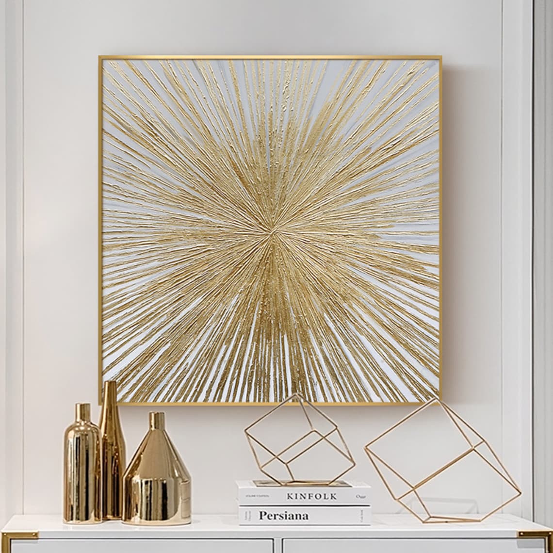 Abstract Geometric Gold Minimalist Art Print - Image 5