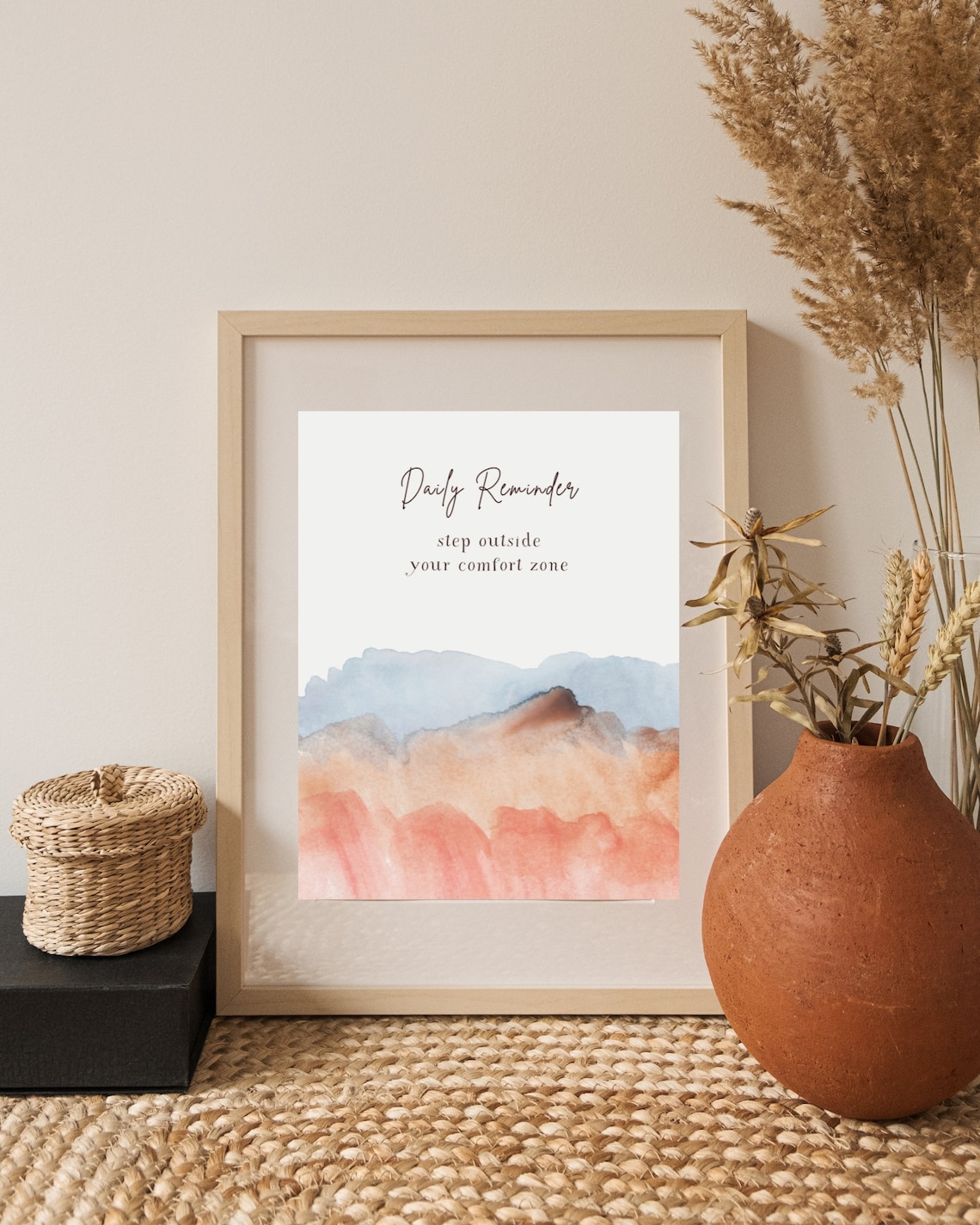 Step Outside Your Comfort Zone Watercolor Mountain Quote Poster - Image 4