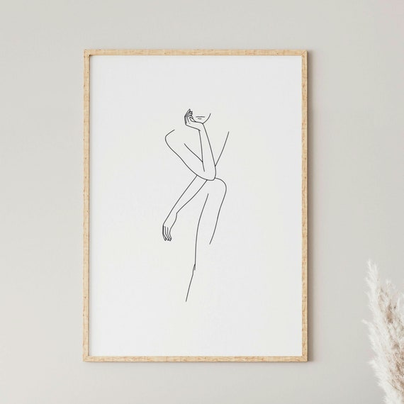 Line Art Woman Body, Minimalist Wall Art Print
