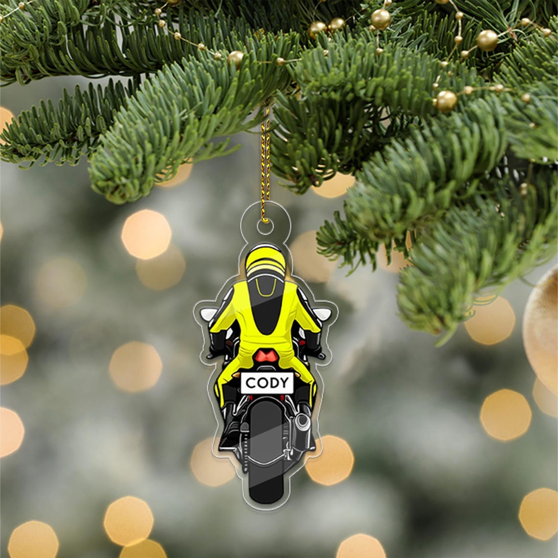 Personalized Motorcycle Rider Acrylic Ornament Biker Gift Print