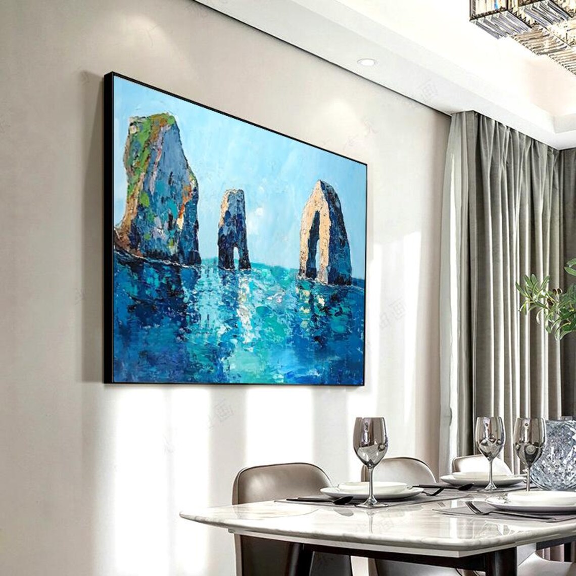Blue Coast Seascape, Oil Painting Wall Art Print - Image 5