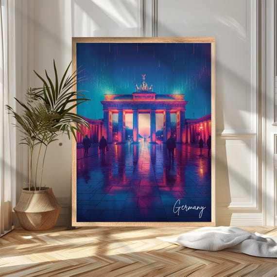 Berlin Travel Poster Print Germany Brandenburg Gate Wall Art Wanderlust Home And Office Decor Gift For Travelers