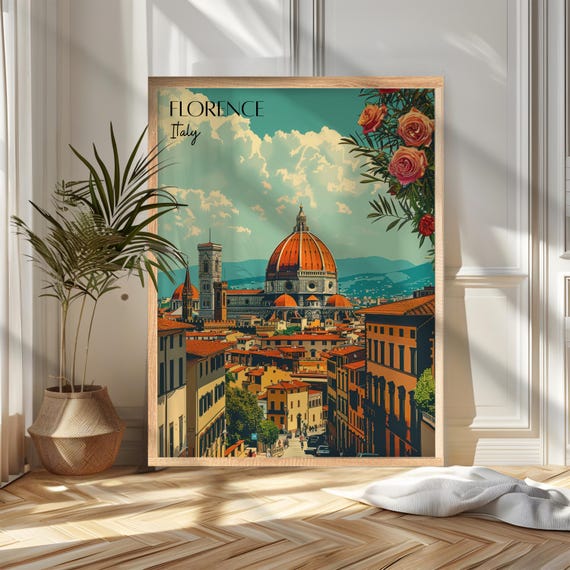 Florence Travel Poster Print Italy Wall Art Wanderlust Home And Office Decor Gift For Travelers