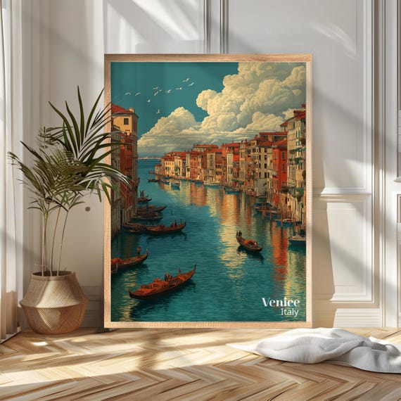 Venice Travel Poster Print Italy Wall Art Coastal Home And Office Decor Gift For Travelers