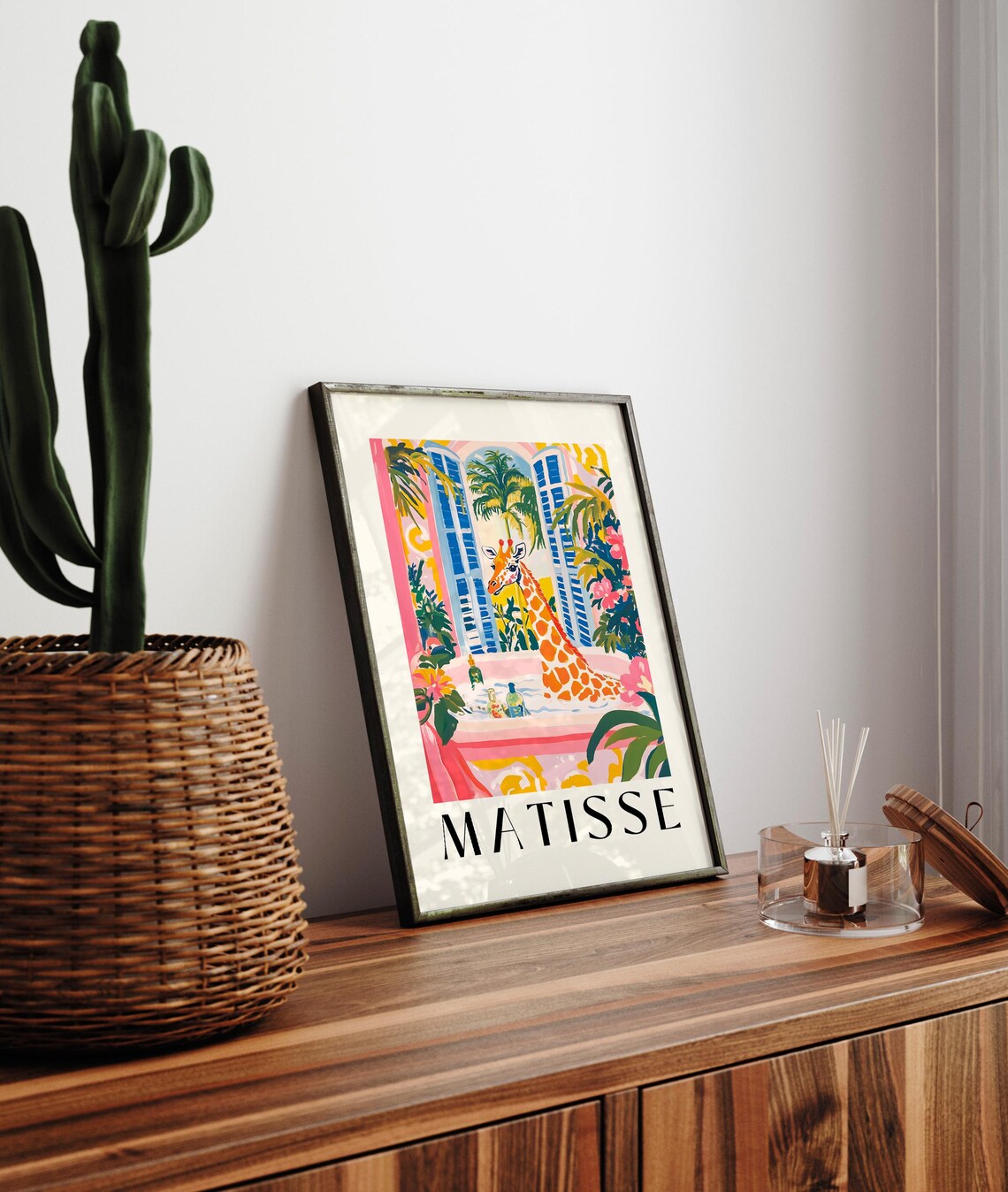 Giraffe In Bathtub Funny Bathroom Art Print - Image 4