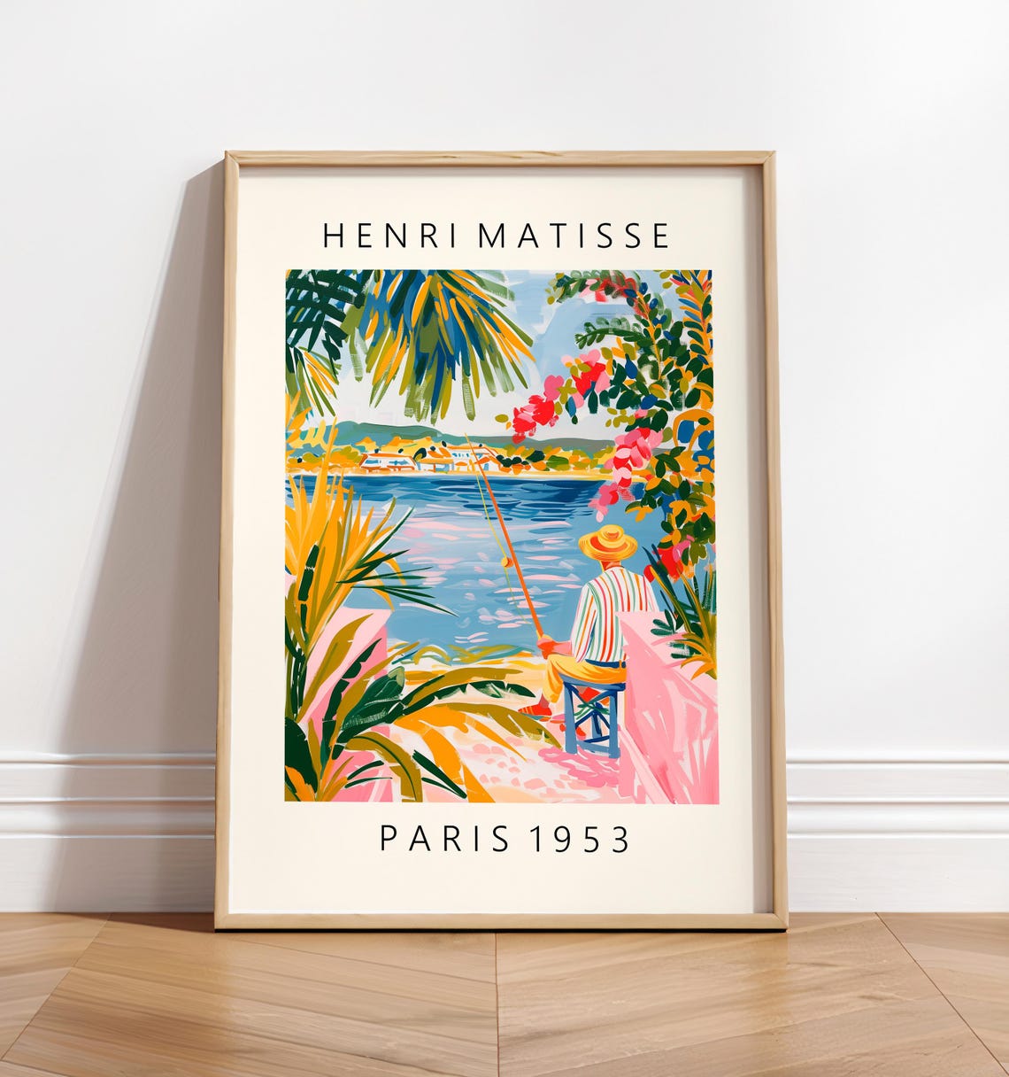 Henri Matisse Style Fisherman with Straw Hat Paris 1953 Art Poster