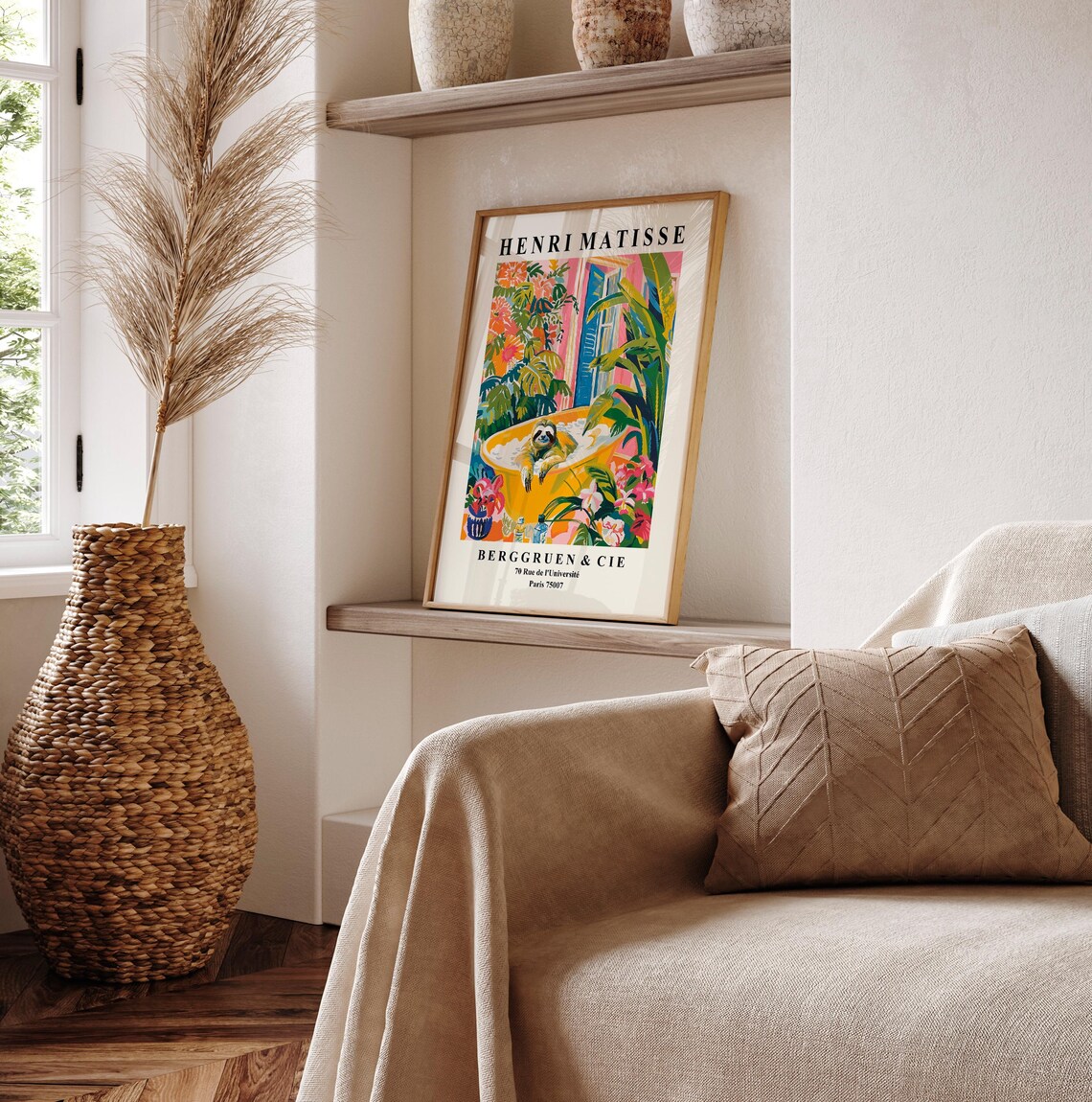 Sloth In Bathtub, Matisse-Inspired Bathroom Poster - Image 3