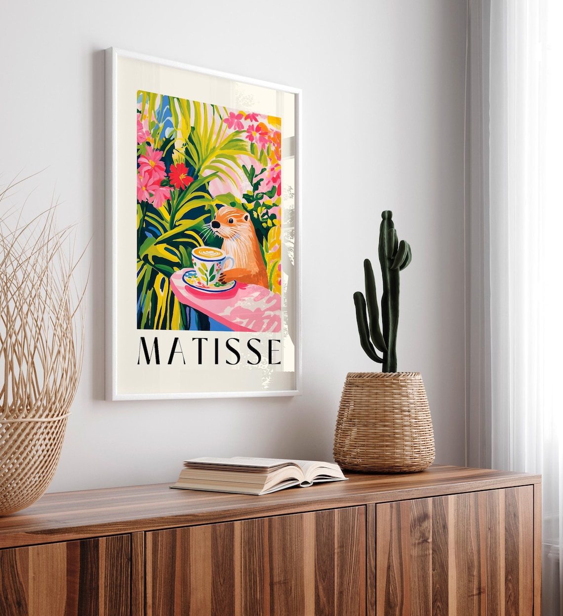 Otter Drinking Coffee, Matisse-Inspired Kitchen Art Print - Image 5