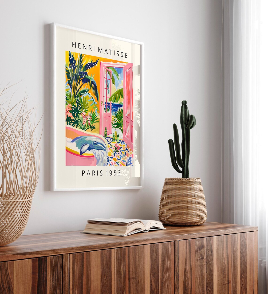 Henri Matisse Style Whale Bubble Bath Pink Sea Paris 1953 Poster - Image 3