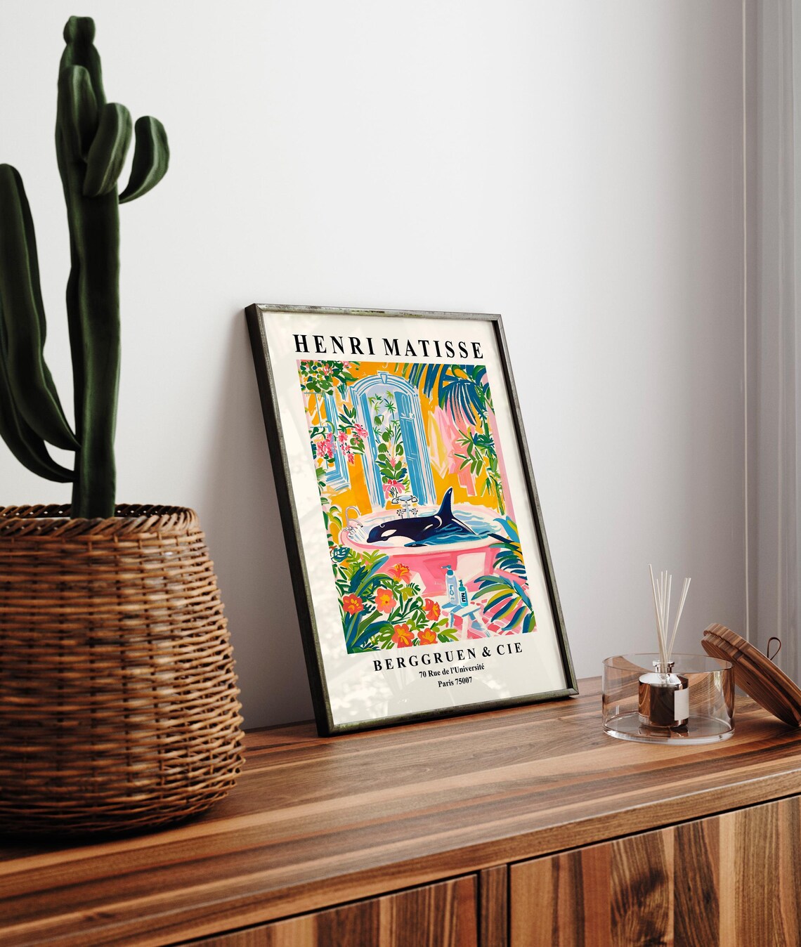 Orca In Bathtub, Matisse-Inspired Bathroom Art Print - Image 3
