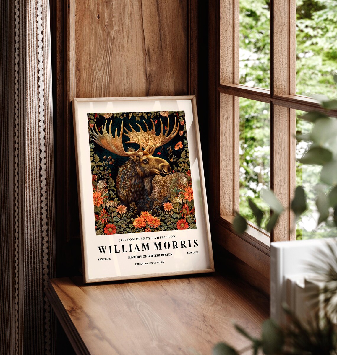 William Morris Moose Print, Dark Cottagecore Poster - Image 6