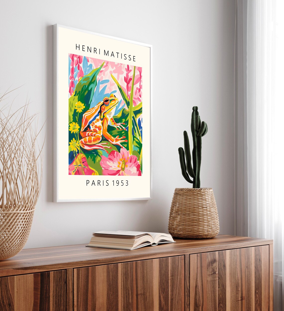 Maximalist Wall Art Frog Poster Pink Tropical Decor Mid Century Modern Print Matisse Art - Image 5