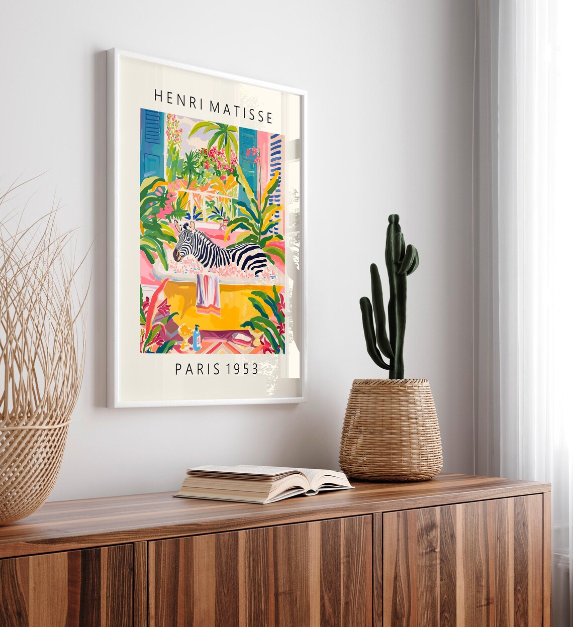 Zebra In Bathtub Funny Poster, Maximalist Safari Decor - Image 4