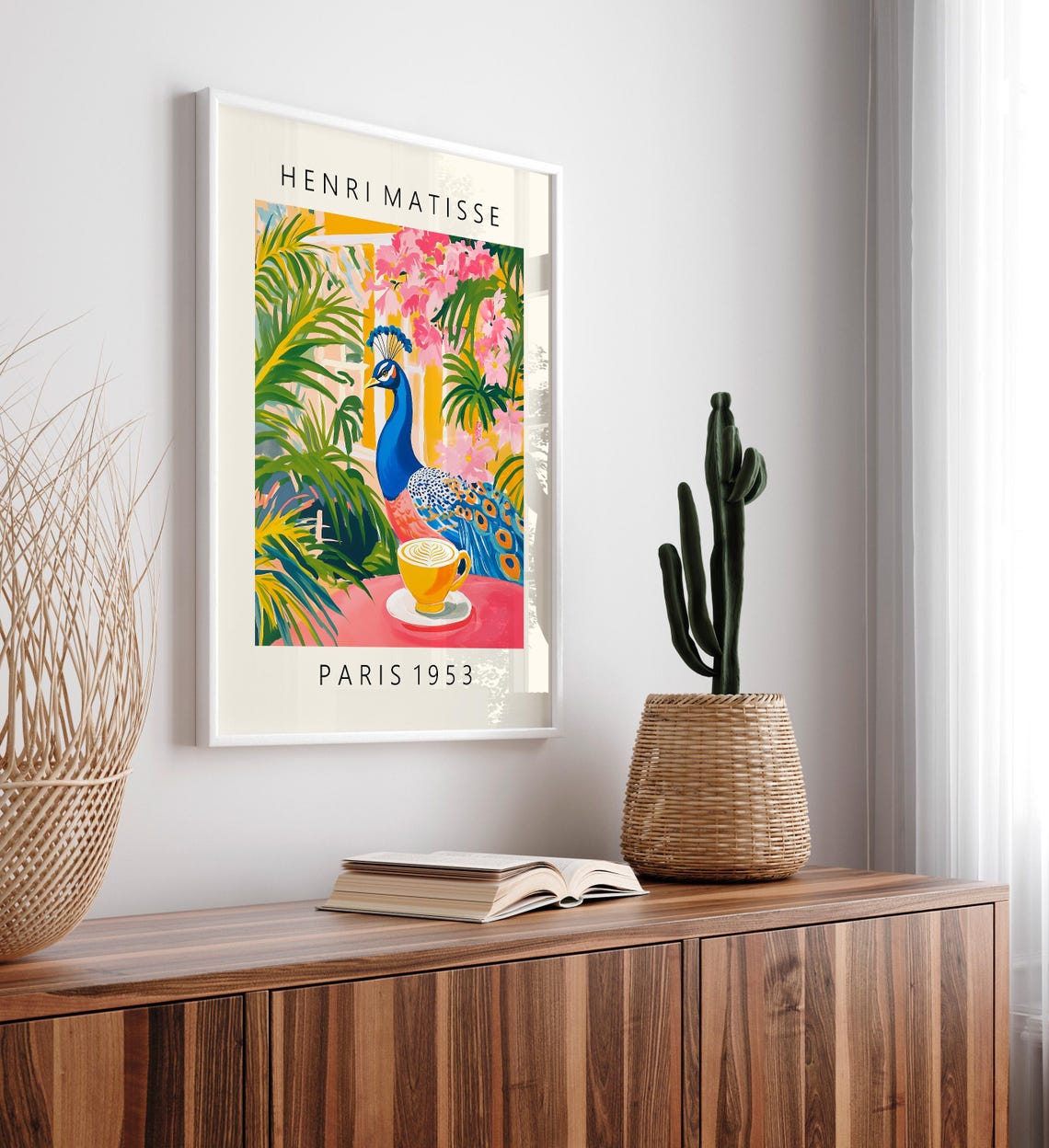 Henri Matisse Style Peacock Drinking Coffee Paris 1953 Art Poster - Image 5