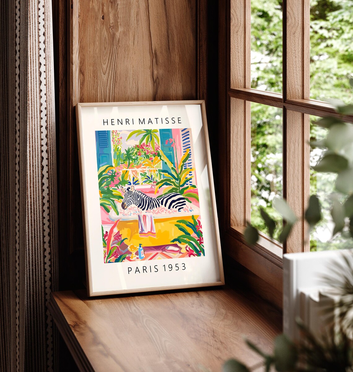 Zebra In Bathtub Funny Poster, Maximalist Safari Decor - Image 5