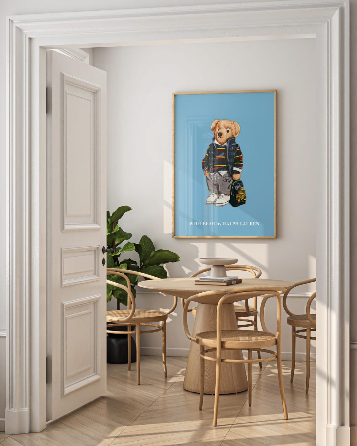 Polo Bear Ralph Lauren Prep Style Teddy Blue Background Art Poster - Image 2