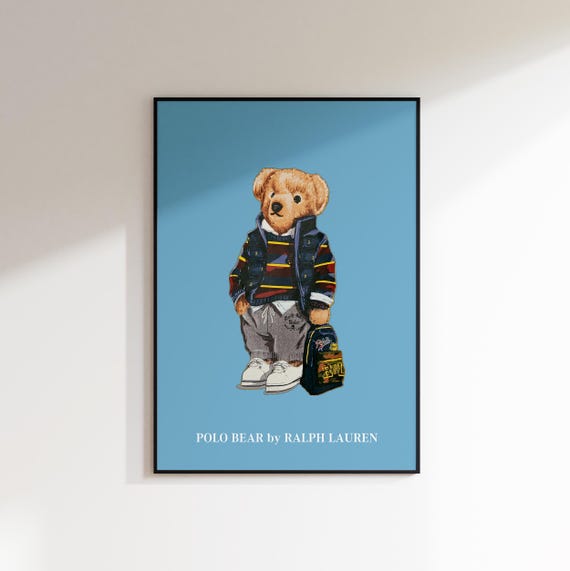 Polo Bear Wall Art Poster Fashion Magazine Poster Vintage Fashion Magazine Poster Polo Ralph Luxury Fashion Print