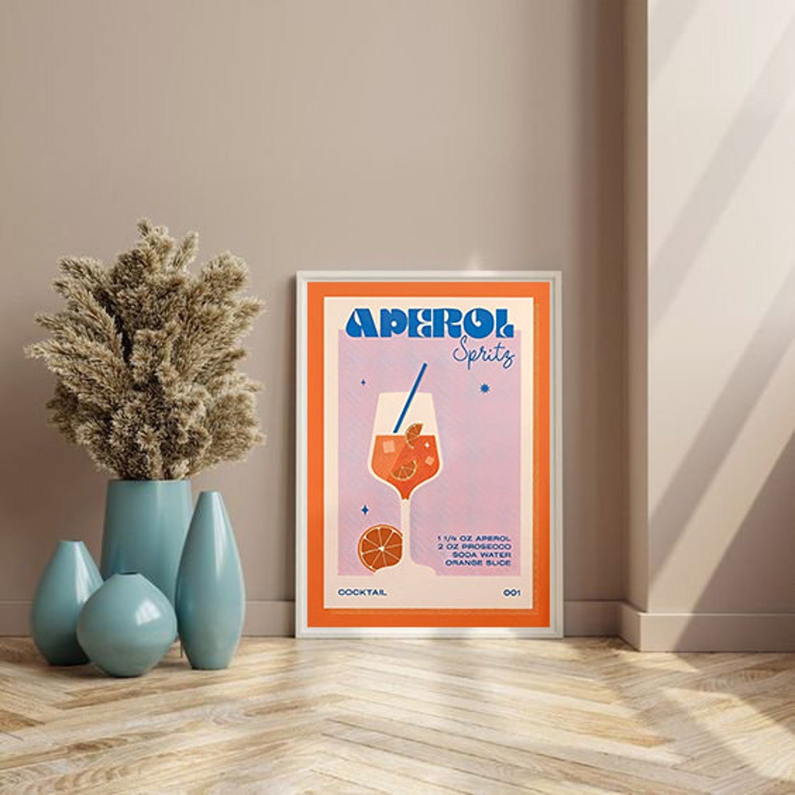 Aperol Spritz Retro Cocktail Recipe Orange Drink Bar Art Poster - Image 3