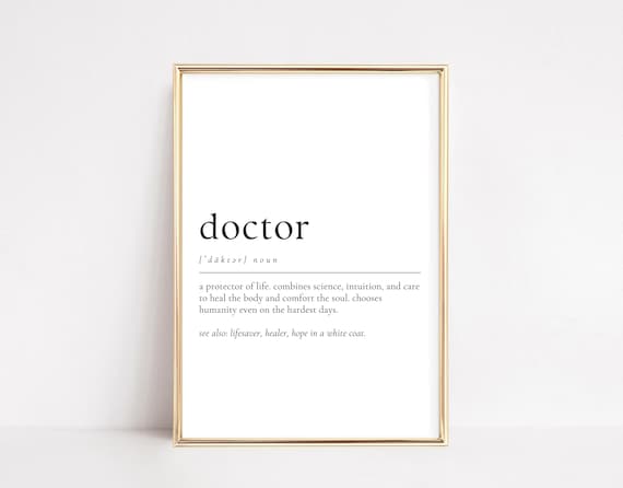 Doctor Definition Lifesaver Healer Medical Graduate Gift Wall Art