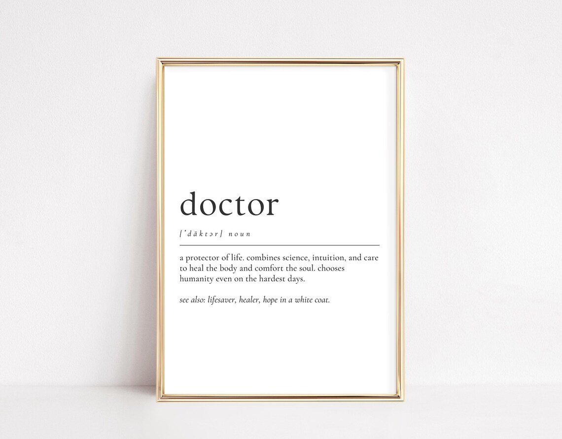 Doctor Definition Lifesaver Healer Medical Graduate Gift Wall Art