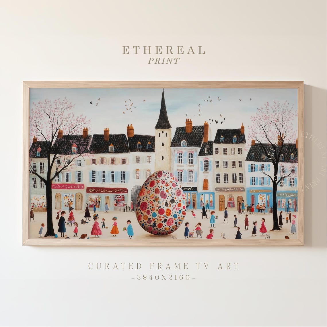 Town Square Giant Polka Dot Easter Egg Spring Festival Art Print