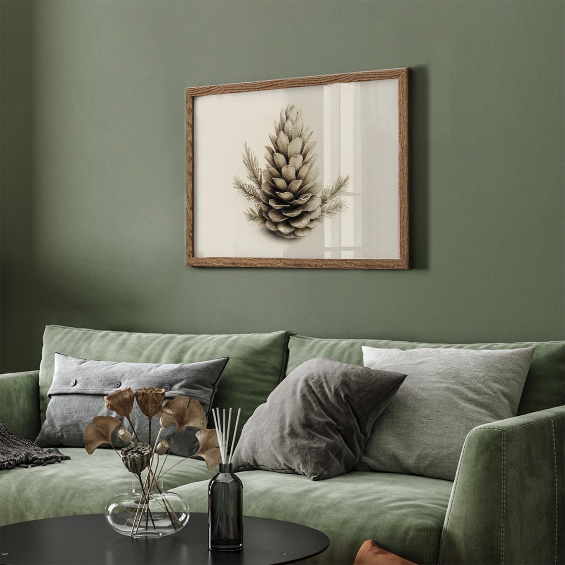 Monochrome Pine Cone Sketch Vintage Botanical Holiday Art Print - Image 4
