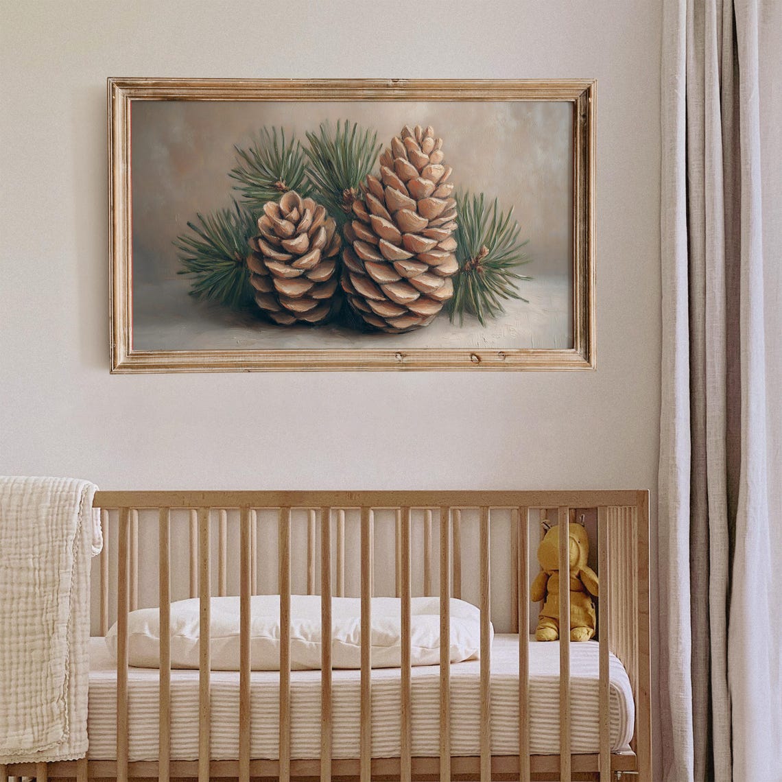 Pine Cone Pair With Evergreen Sprigs Vintage Botanical Art Print - Image 4