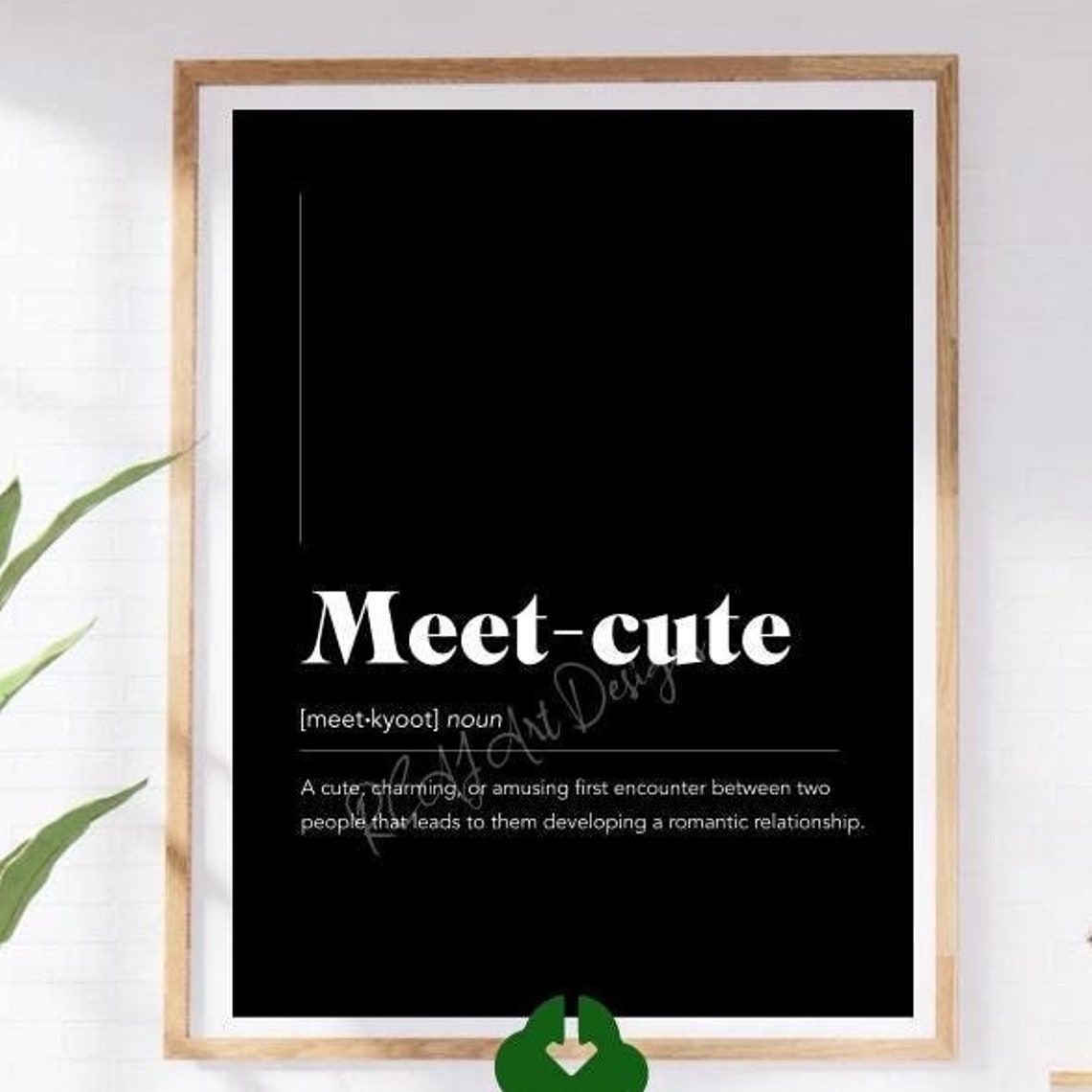Meet-cute Romantic Encounter Dictionary Definition Black Art Poster