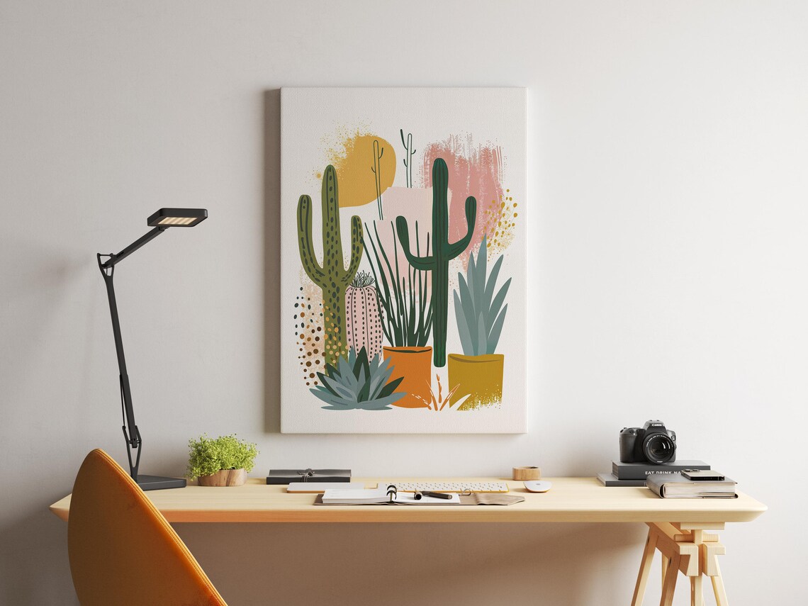 Cactus Art Boho Mid Century Inspired Art Print