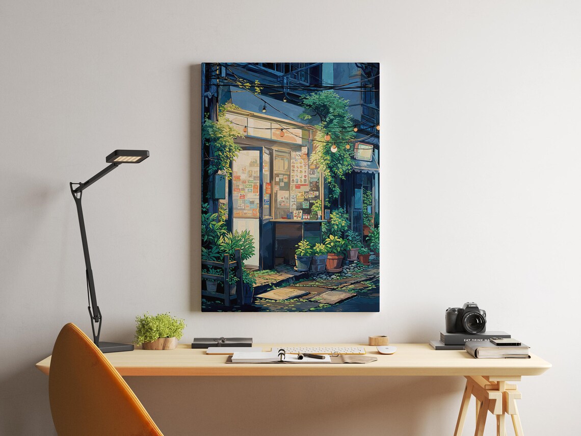 Lofi Cityscape Anime Art, Urban Japanese Street Print - Image 2