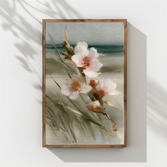 Soft Blush Blossom Branch Impressionist Floral Painting Poster