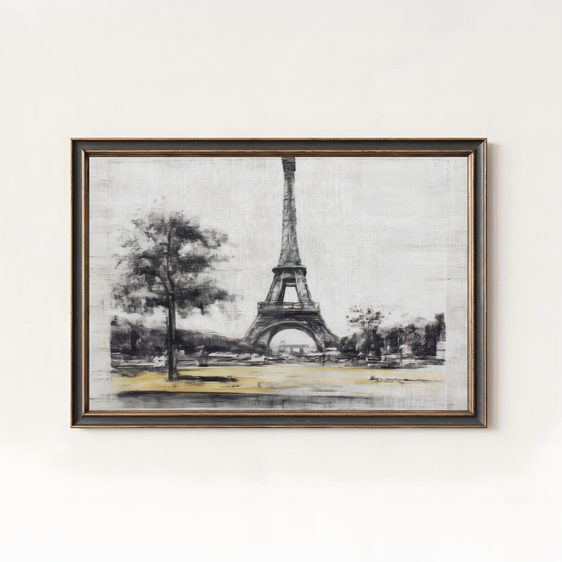 Vintage Eiffel Tower Sketch Monochrome Paris Landmark Minimalist Wall Art