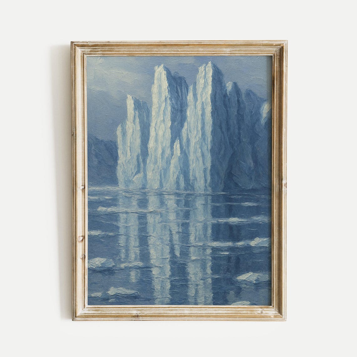 Glaciers Icy Lake Oil Painting Print Nature Vintage Wall Art Home And Office Living Room Bedroom Decor