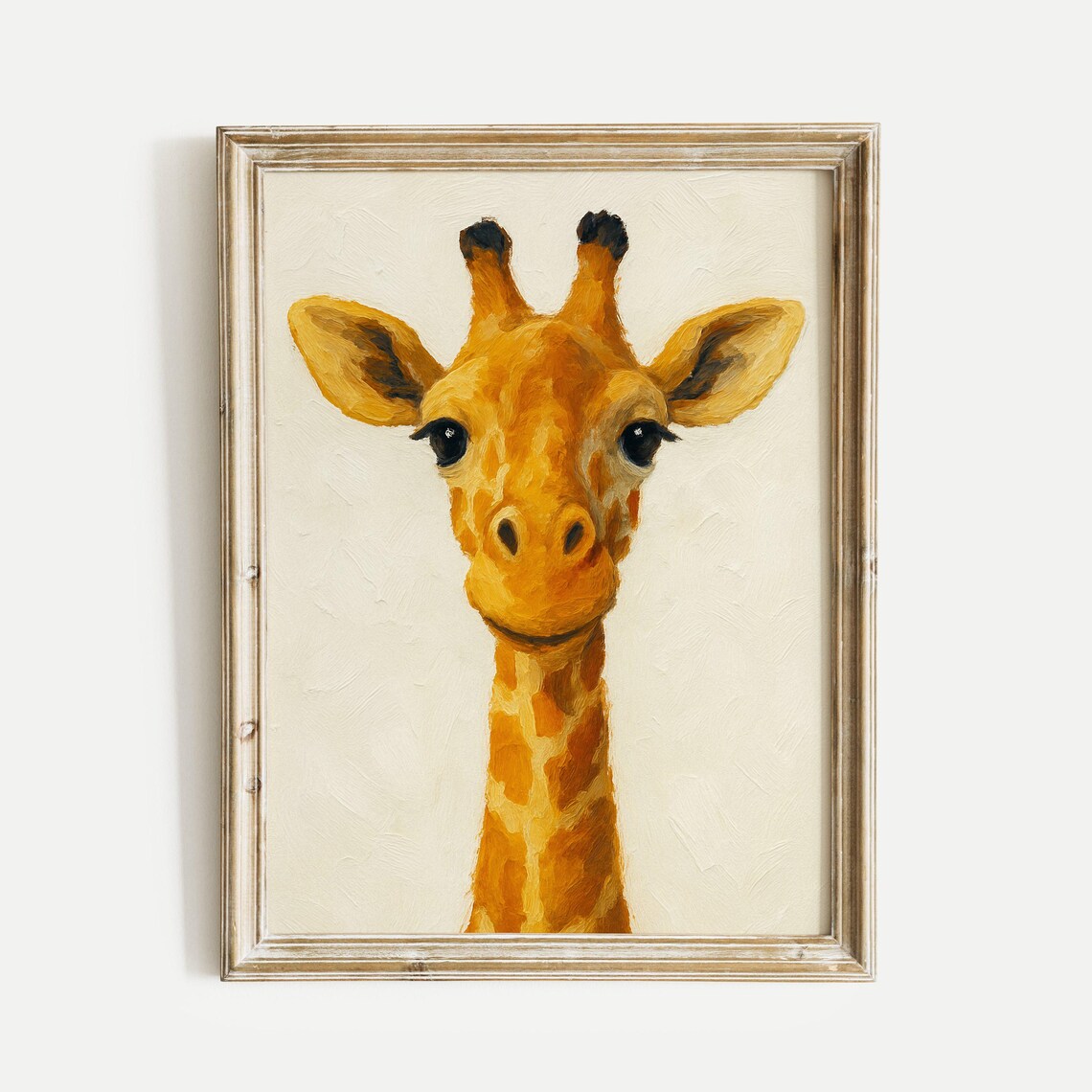 Sweet Cute Giraffe Portrait Oil Painting Nursery Safari Animal Poster