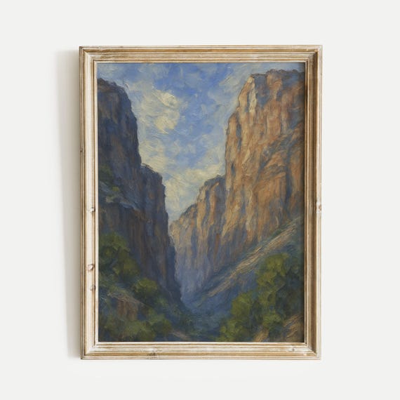Cathedral Canyon Cliffs Oil Painting Print Nature Vintage Wall Art Home And Office Living Room Bedroom Decor