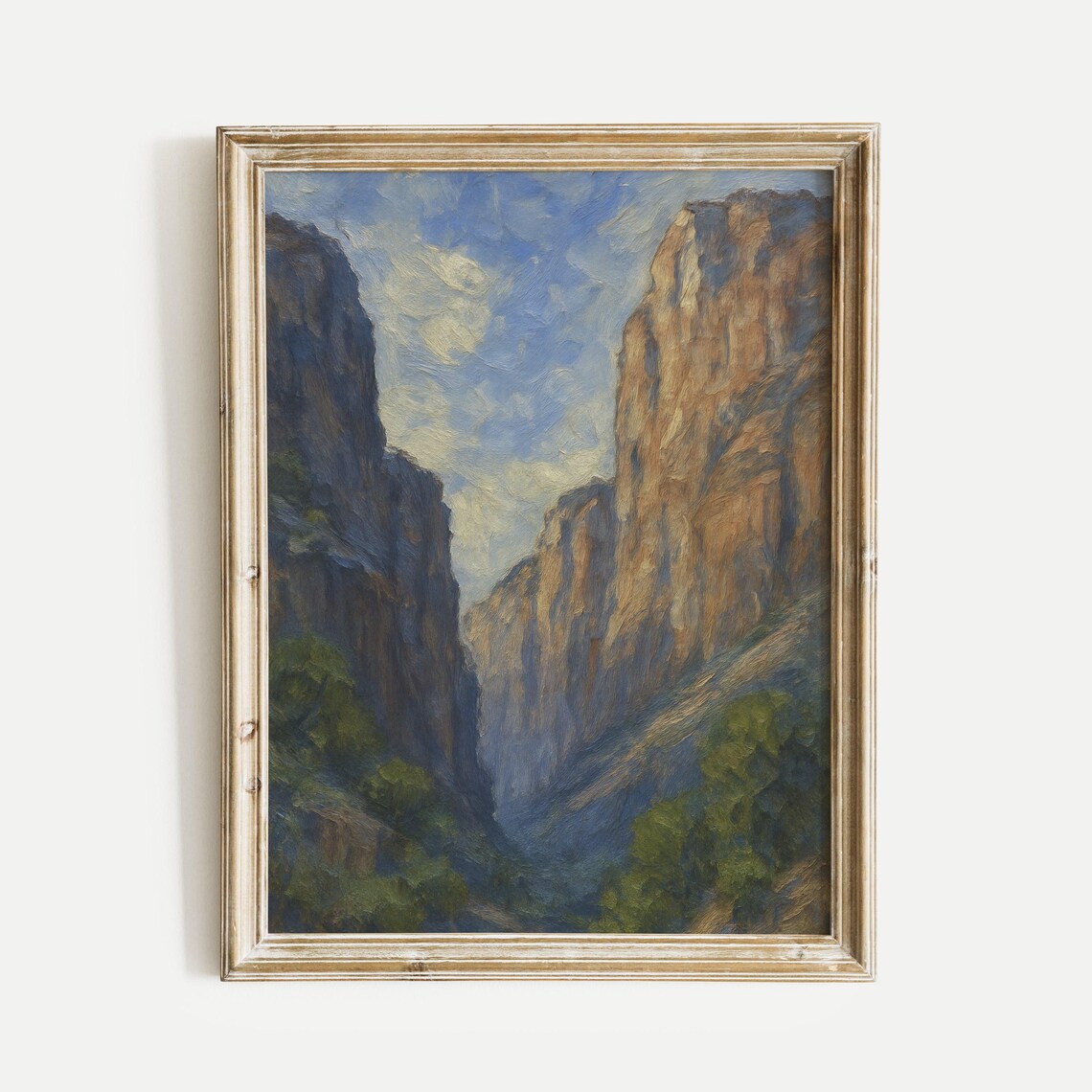 Canyon Cliff Walls Vintage Oil Painting Desert Nature Poster